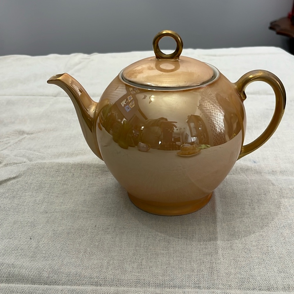 Vintage Luster Ware Peach Teapot